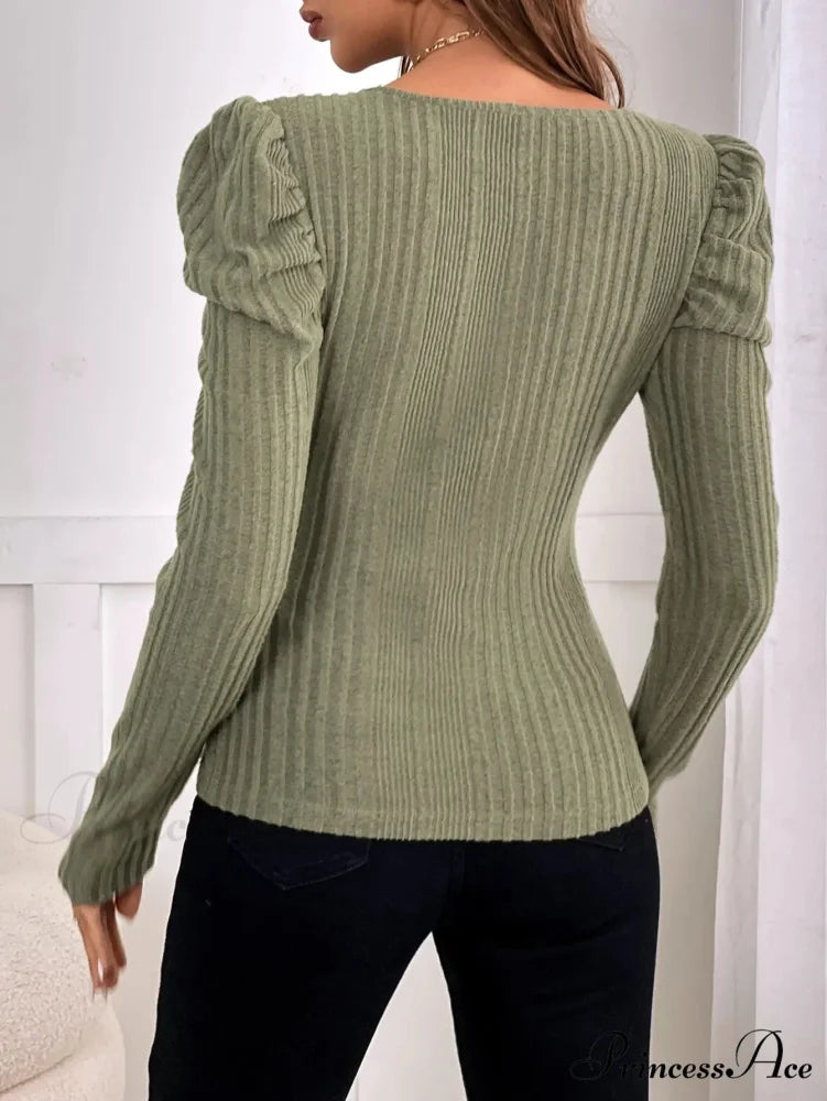 Monochromatic Shade Partially Uncovered Neck Fall Fitted Knit Top