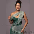 Monochromatic Sleeveless Bandeau Slit Prom Dress