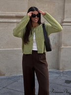 Monochromatic Slim Fit Circular Neck Cardigan