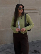 Monochromatic Slim Fit Circular Neck Cardigan