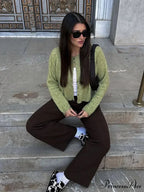 Monochromatic Slim Fit Circular Neck Cardigan