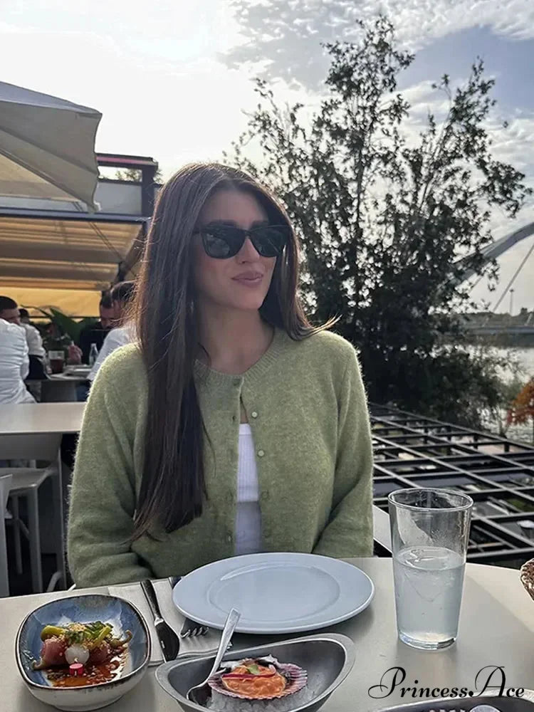 Monochromatic Slim Fit Circular Neck Cardigan