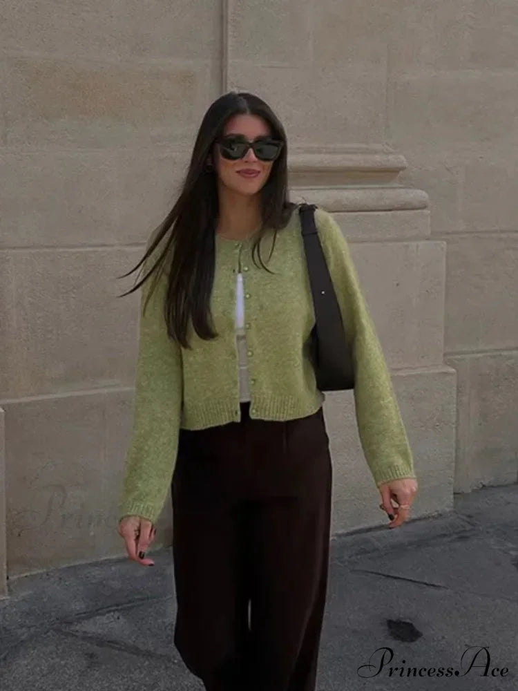 Monochromatic Slim Fit Circular Neck Cardigan