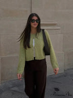 Monochromatic Slim Fit Circular Neck Cardigan