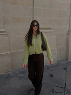 Monochromatic Slim Fit Circular Neck Cardigan