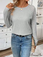 Monochromatic Style Knitted Extended Sleeve Top Women