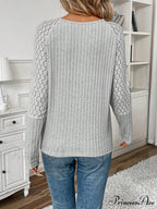 Monochromatic Style Knitted Extended Sleeve Top Women
