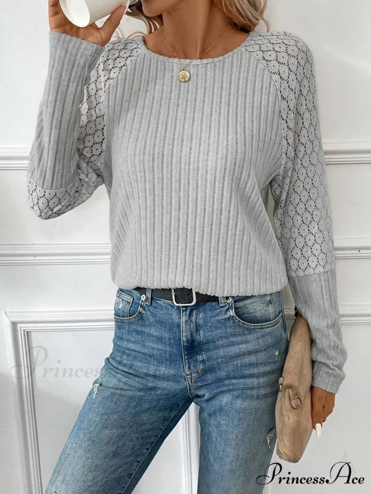 Monochromatic Style Knitted Extended Sleeve Top Women