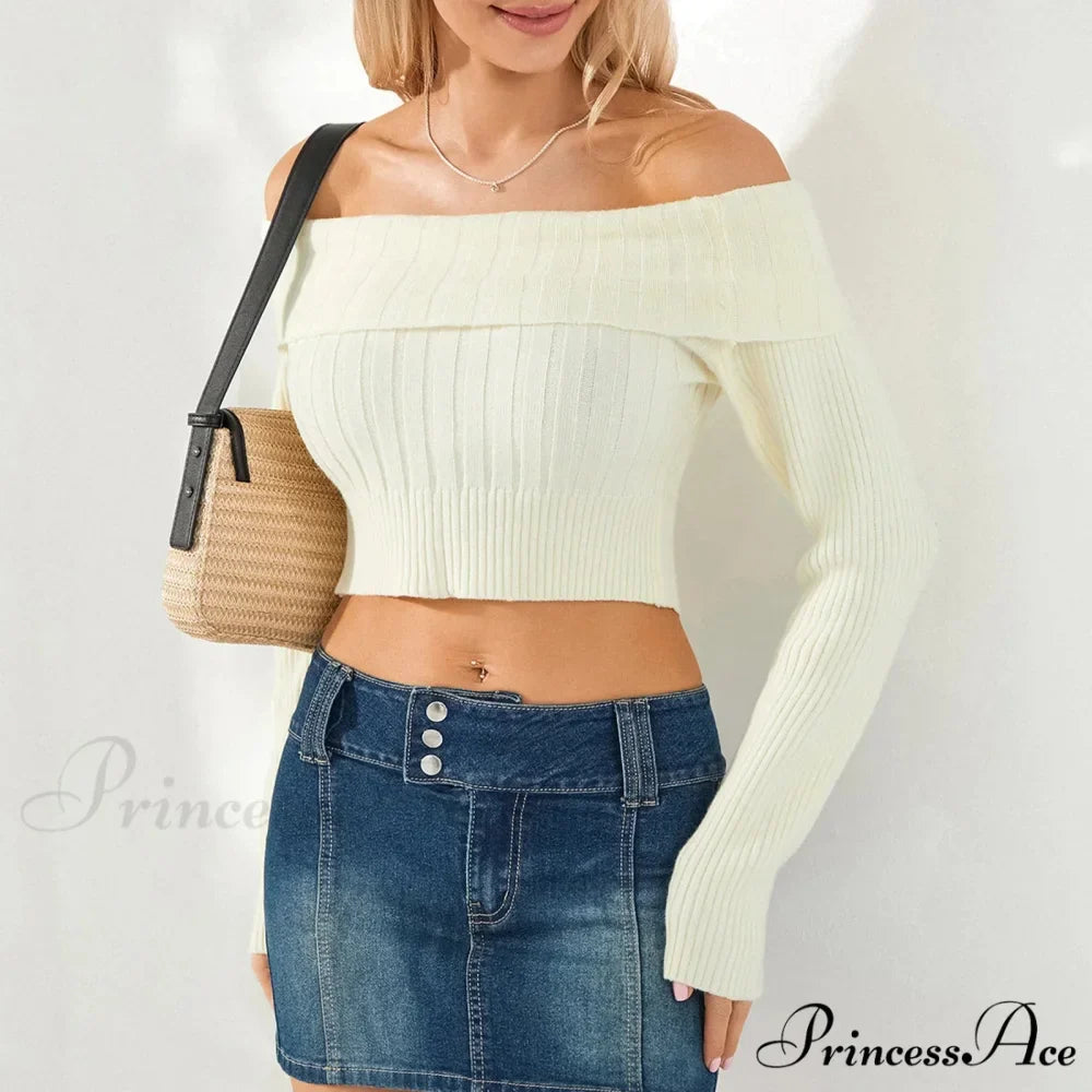 Monochrome Boat Neck Cropped Jumper
