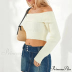 Monochrome Boat Neck Cropped Jumper