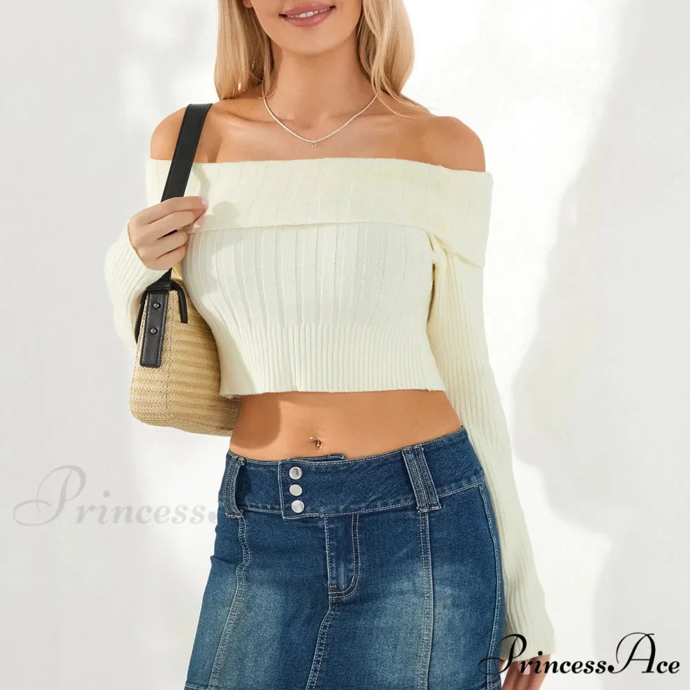 Monochrome Boat Neck Cropped Jumper