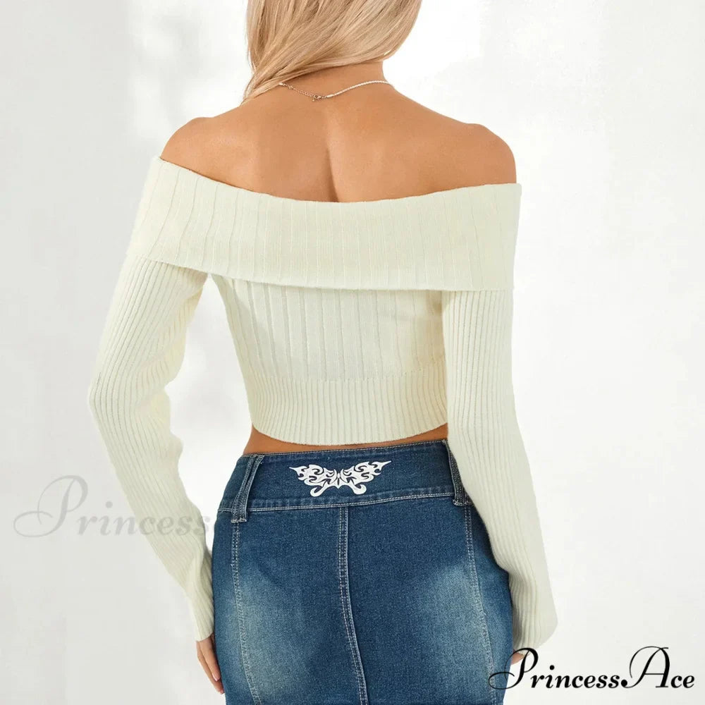 Monochrome Boat Neck Cropped Jumper