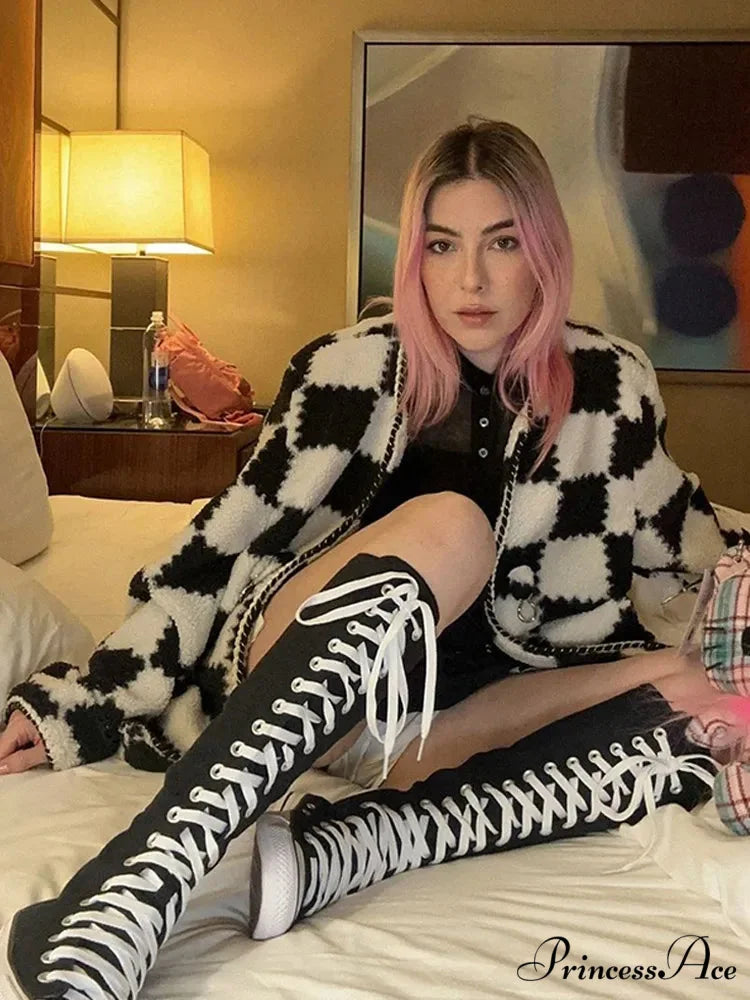 Monochrome Checkered Cotton Jacket