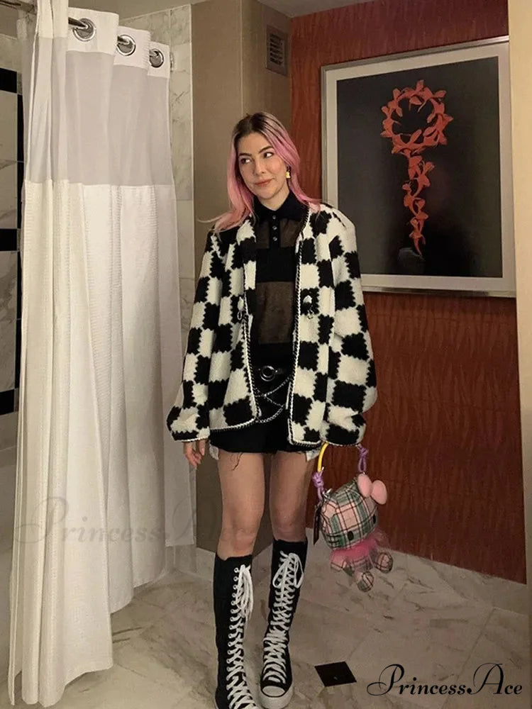 Monochrome Checkered Cotton Jacket