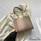 Monochrome Crocodile Pattern Spacious Shoulder Handbag