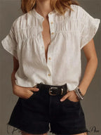 Monochrome Frill Short Sleeve Blouse