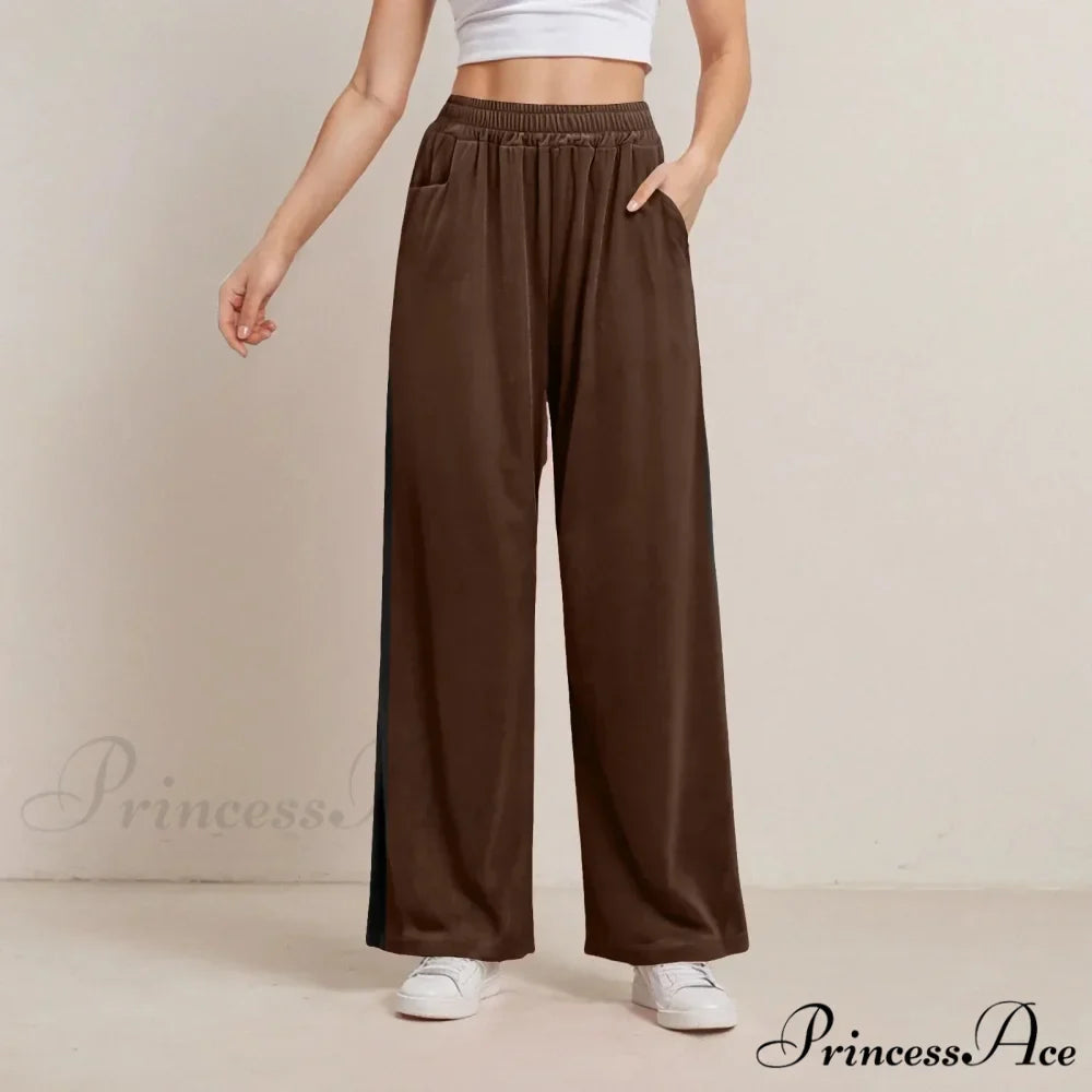Monochrome Pocket Elastic Casual Trousers