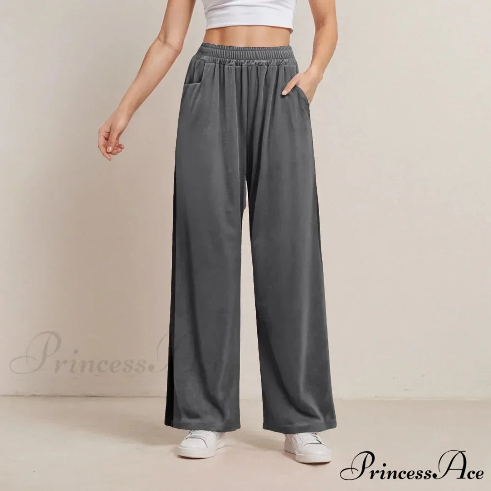 Monochrome Pocket Elastic Casual Trousers