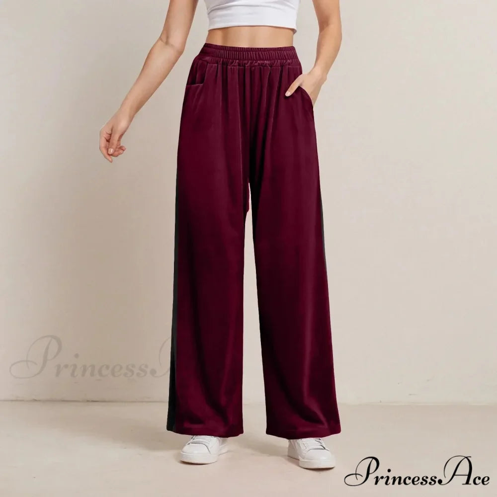 Monochrome Pocket Elastic Casual Trousers