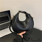 Monochrome PU Leather Grid Crossbody Handbag