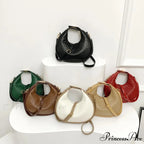 Monochrome PU Leather Grid Crossbody Handbag