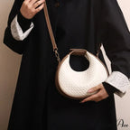Monochrome PU Leather Grid Crossbody Handbag