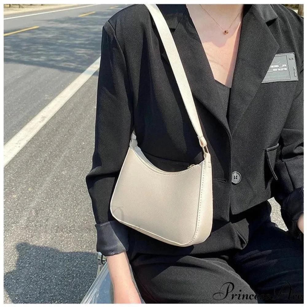 Monochrome PU Leather Informal Shoulder Bag