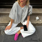 Monochrome Short Sleeve Button Cardigan