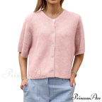 Monochrome Short Sleeve Button Cardigan