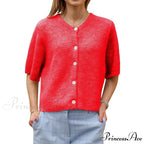 Monochrome Short Sleeve Button Cardigan