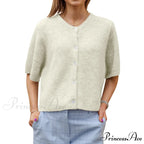 Monochrome Short Sleeve Button Cardigan