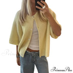 Monochrome Short Sleeve Button Cardigan