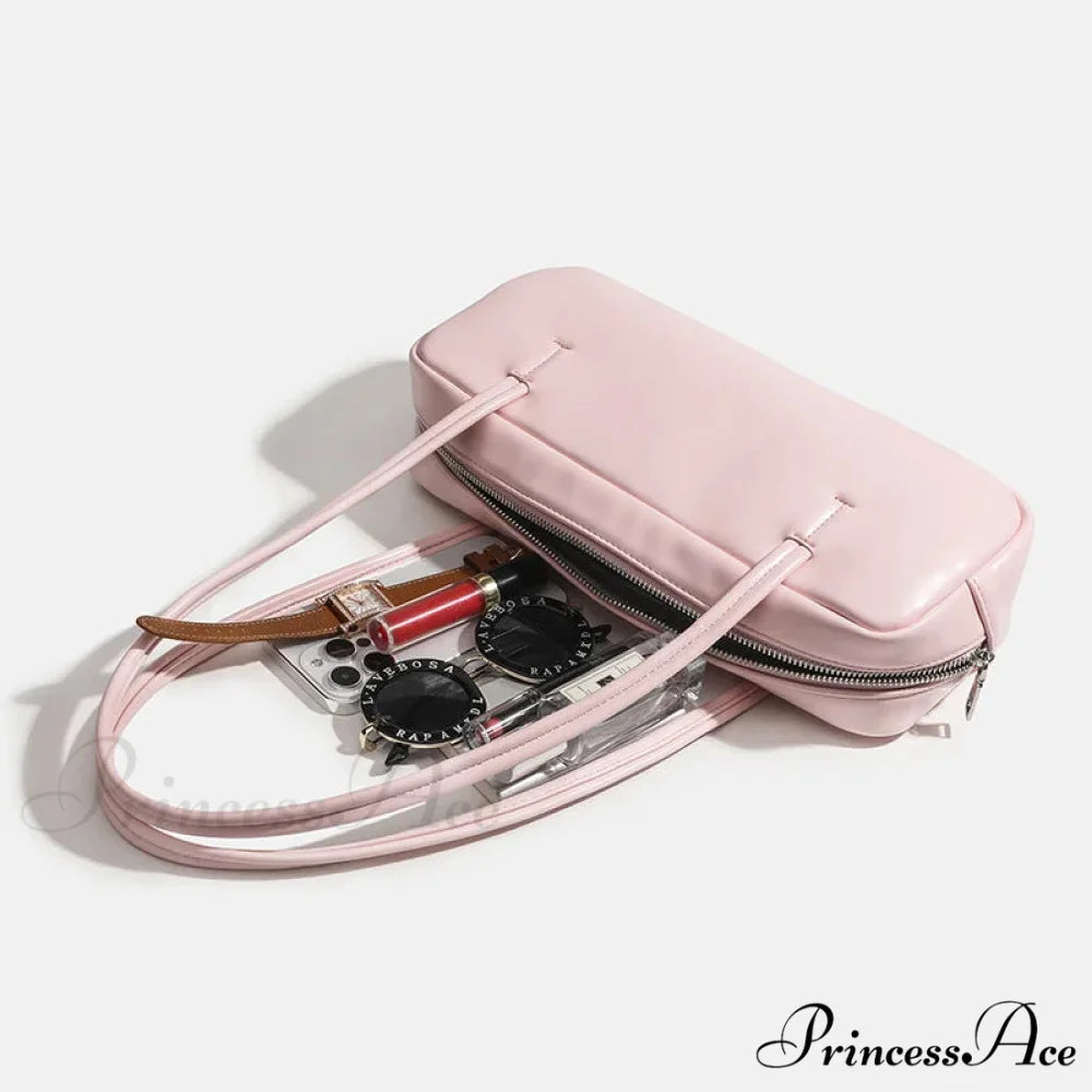 Monochrome Zipper Shoulder Bag for Women