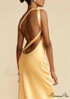 Moonlit Soiree Satin Asymmetrical One Trendy Shouder Backless Strap Maxi Dress