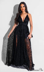 Morgan Formal Stylish Flocked Velvet Dress