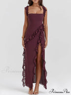 Mulberry Ruffle Stylish Maxi Dress