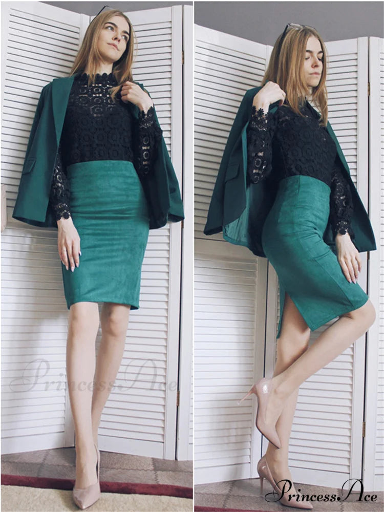 Multi Colors Korean Fashion Suede Midi Skirts
