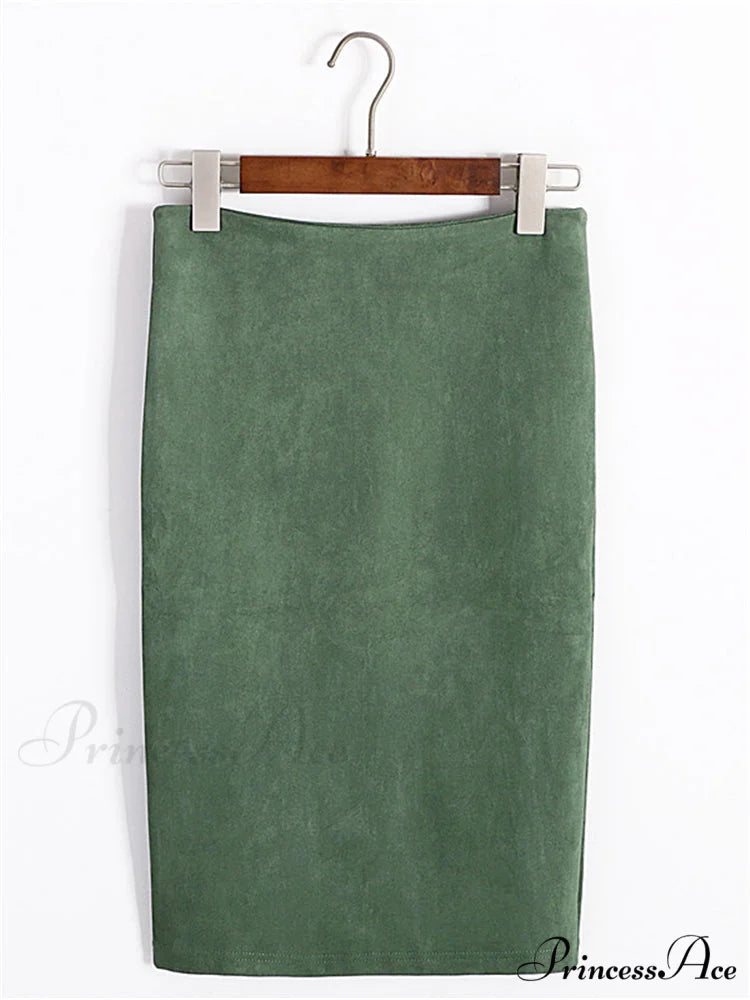 Multi Colors Korean Fashion Suede Midi Skirts