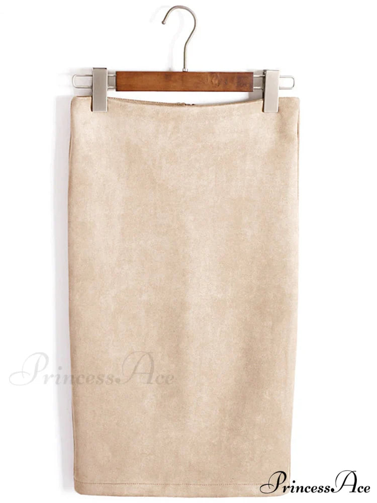 Multi Colors Korean Fashion Suede Midi Skirts