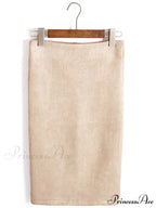 Multi Colors Korean Fashion Suede Midi Skirts