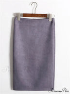 Multi Colors Korean Fashion Suede Midi Skirts