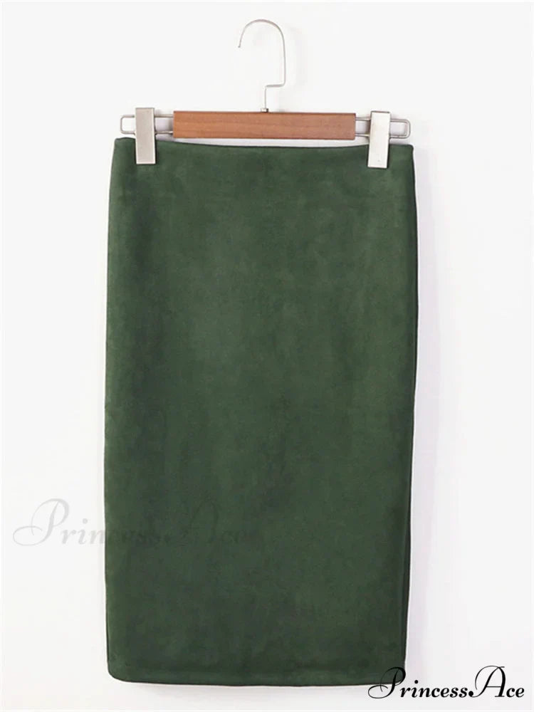 Multi Colors Korean Fashion Suede Midi Skirts