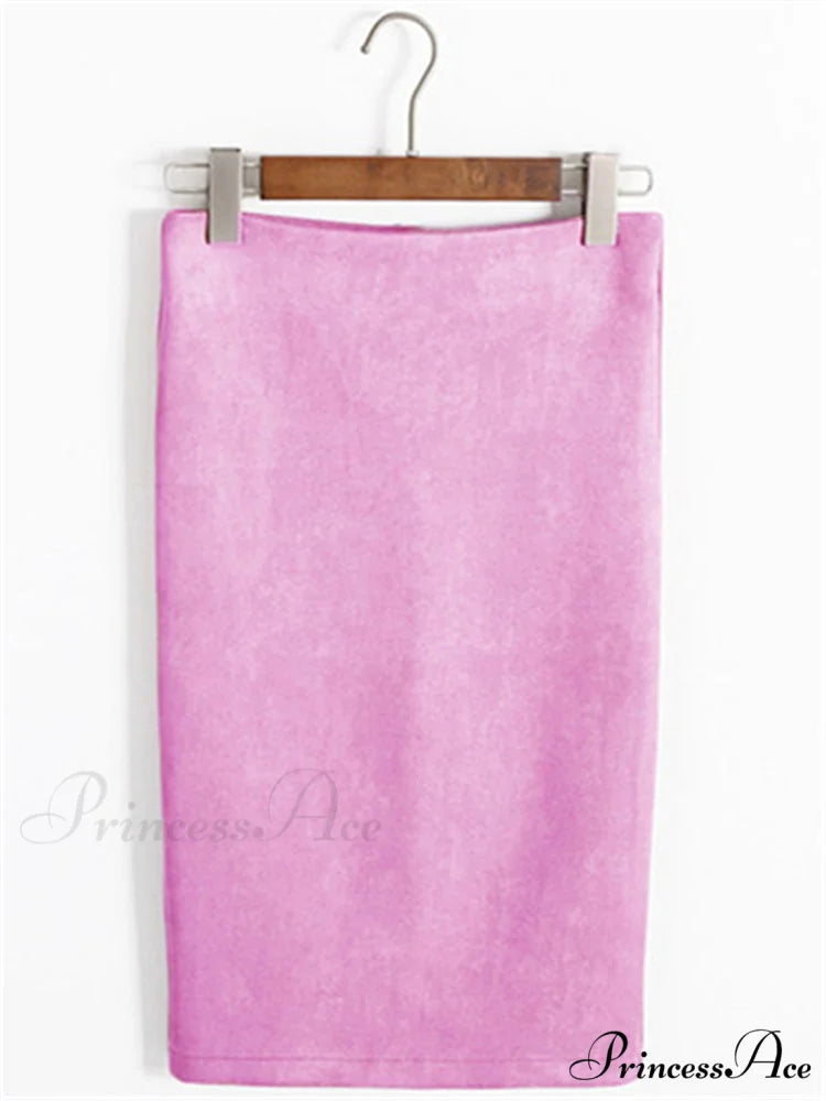 Multi Colors Korean Fashion Suede Midi Skirts