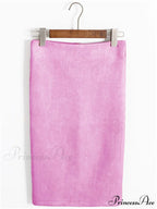 Multi Colors Korean Fashion Suede Midi Skirts