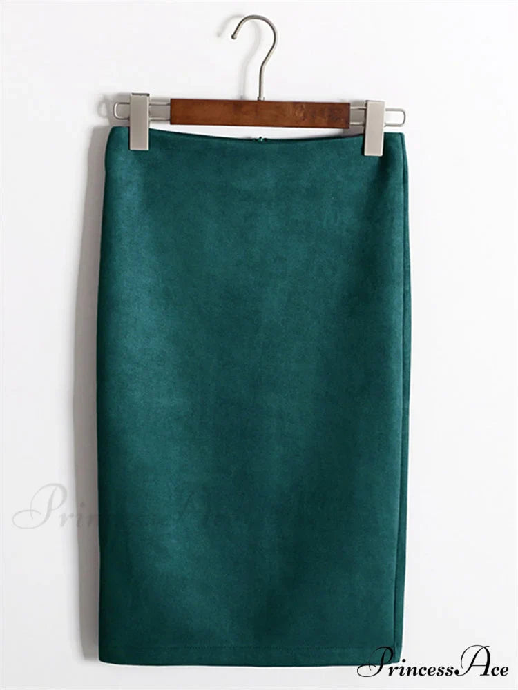 Multi Colors Korean Fashion Suede Midi Skirts
