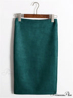 Multi Colors Korean Fashion Suede Midi Skirts