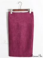 Multi Colors Korean Fashion Suede Midi Skirts