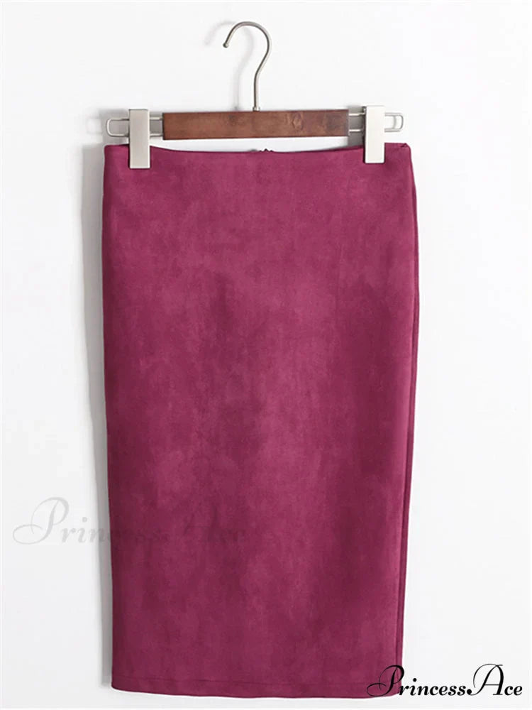 Multi Colors Korean Fashion Suede Midi Skirts