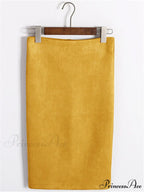 Multi Colors Korean Fashion Suede Midi Skirts