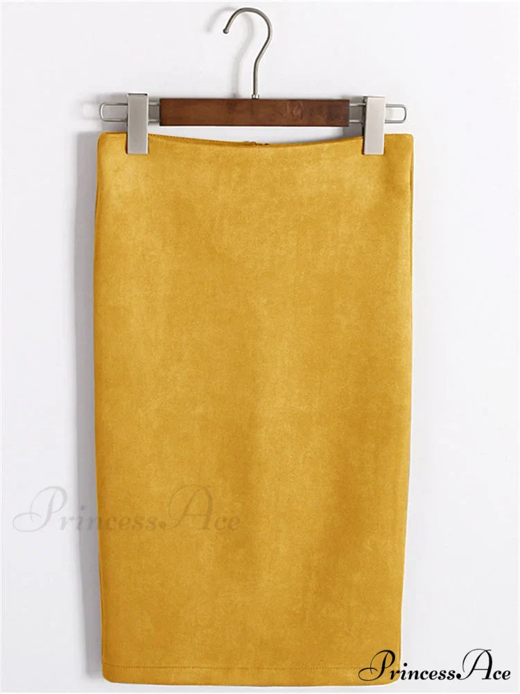 Multi Colors Korean Fashion Suede Midi Skirts